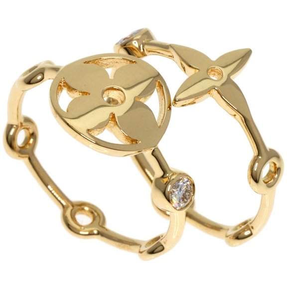 LOUIS VUITTON Yellow Gold Diamond Monogram Ring #49 - Picture 1 of 10